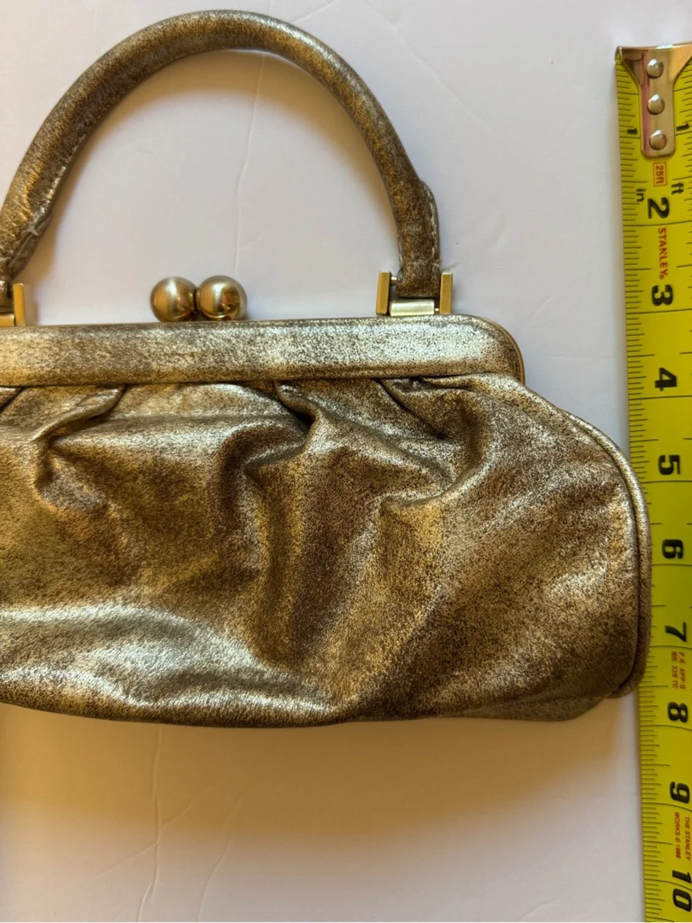 ANTONIO MELANI Metallic Gold Frame-Top Clutch